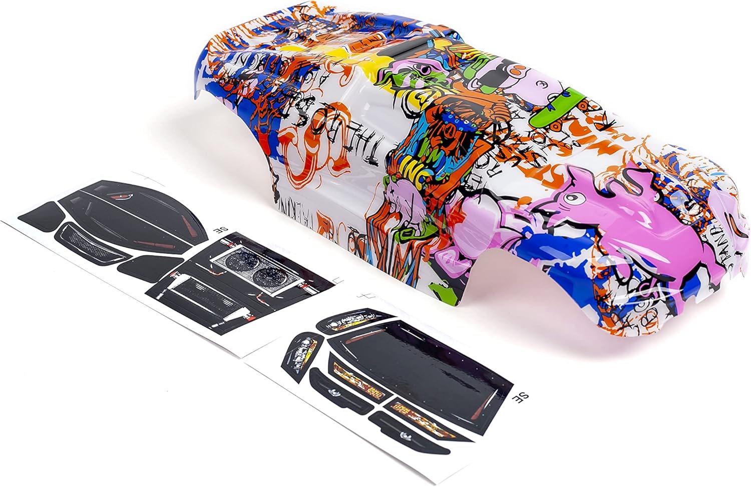 SummitLink Custom Body Graffiti Pink Pig Style Compatible for e-Revo Mini 1/16 Scale RC Car or Truck (Truck not Included) ERMN-PIG-01