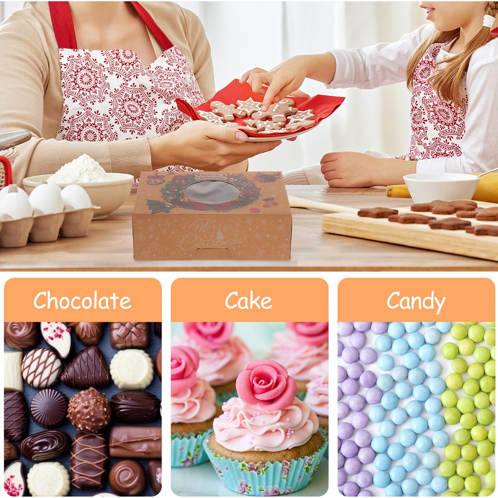 GLEAVI 12pezzi Scatole per Torte Natalizie Scatole per Dessert per Biscotti Natalizi Contenitori per Alimenti per Prodotti da Forno Organizer per Dolci Natalizi