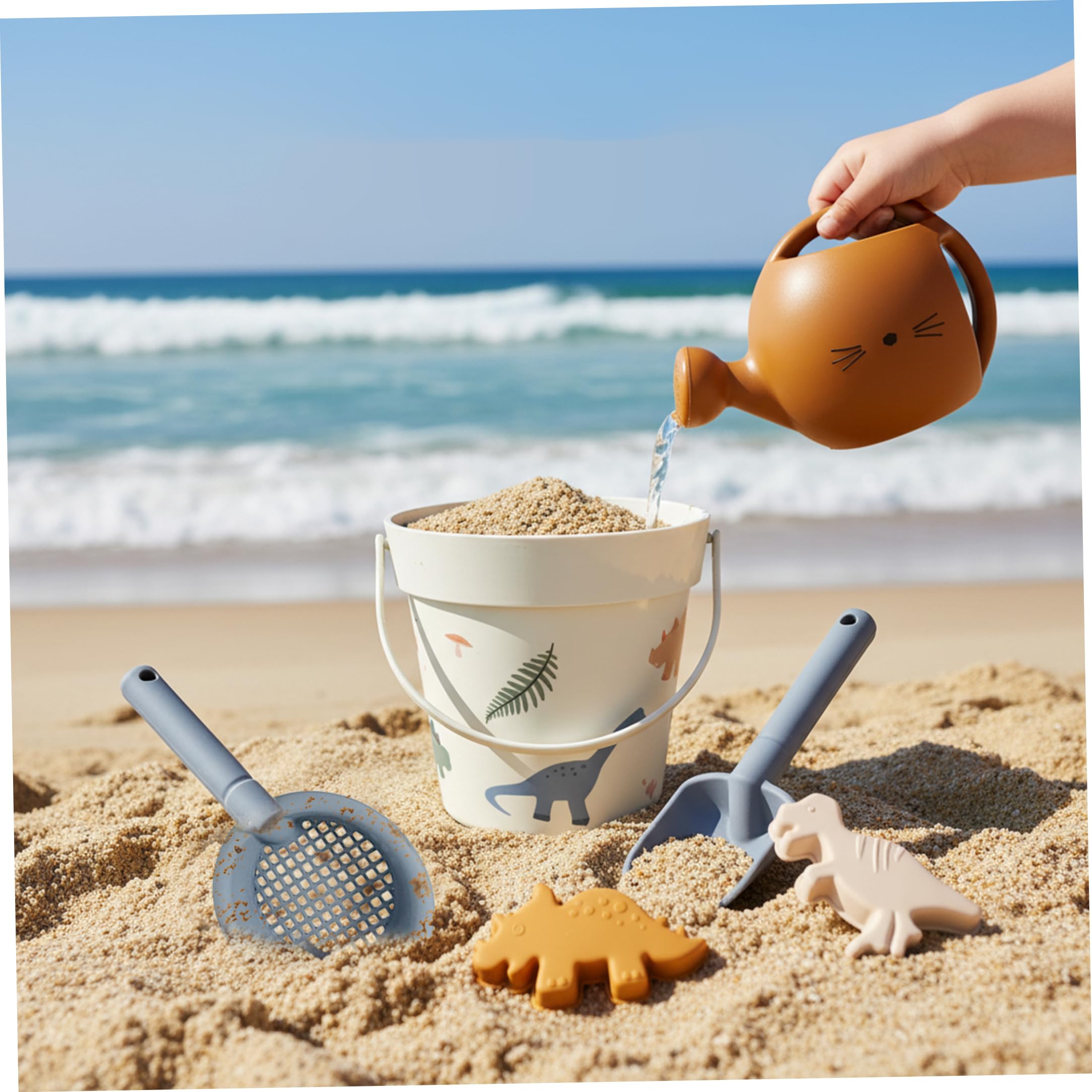 Juguetes de Arena de Silicona Juego de Juguetes de Playa de Dinosaurios de 9 Piezas para niños de Playa de Calidad alimentaria Kit de Juego de Arena Plegable para niños Actividades al Aire
