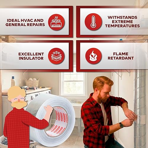 Miniatura 2 de XFasten cinta de papel aluminio, 3.6 mil, 2 pulgadas x 55 yardas, cinta HVAC