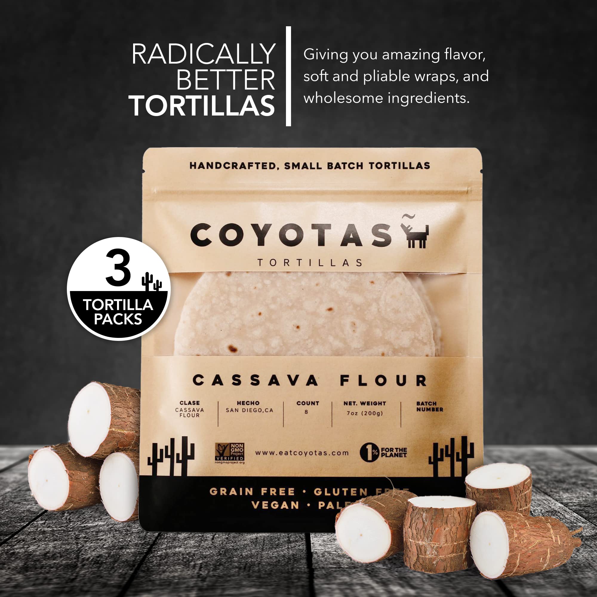 Buy COYOTAS Handmade Cassava Flour Tortillas, GlutenandGrainFree