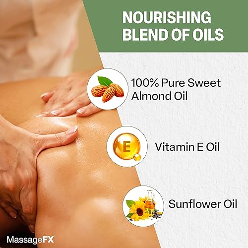 Miniatura 2 de Massage Oil by Massage FX - 100% Pure Sweet Almond & Sunflower Seed Oil - Vitamin E - Ivy, Arnica & Aloe - Unscented - Perfect for a Full Body