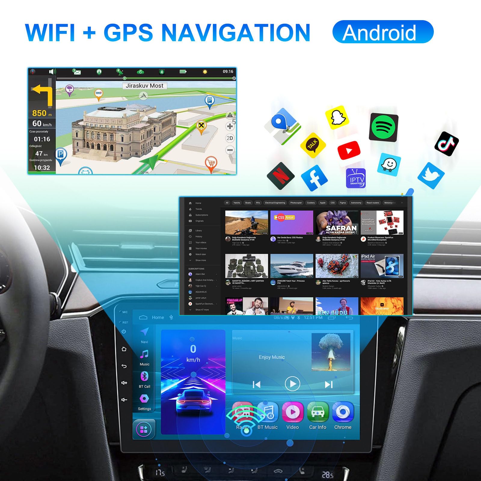 9'' 4+64GB Multimedia AHD GPS Sat Navigation Canbus RDS/FM DIN DSP DVR SWC Radio Audio Player Stereo Wireless CarPlay IOS Android Kompatibel mit Audi A1 8X 8X1 8XK 8XF/Q3 8U MMI Quattro S Line Sport