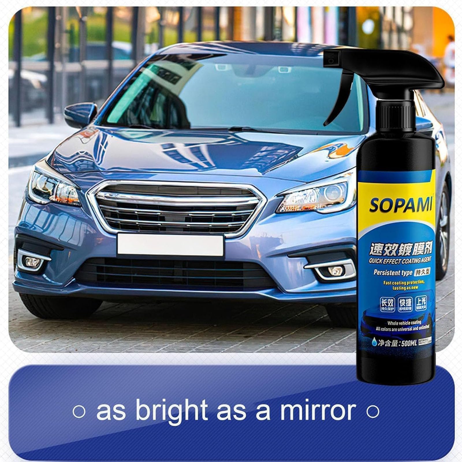 Sopami Auto-Beschichtungsspray - 2024 Upgrade Schnellwirkendes Lackschutz-Mittel, Kratzer-Politur, Wasserlose Reinigung, 3-in-1 Hochschutz