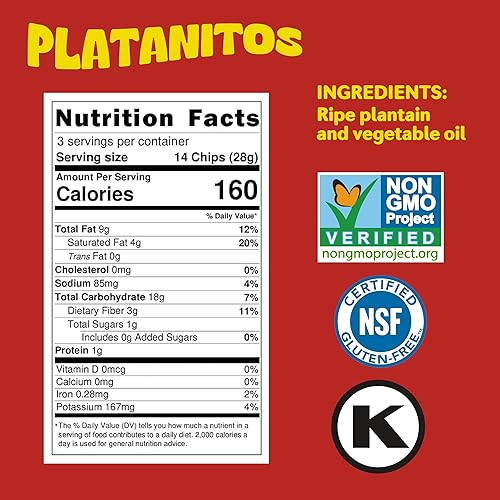 Miniatura 27 de Mayté Chips de plátano ligeramente salados, 30 paquetes individuales (3 onzas cada uno), bocadillos crujientes, salados y saludables hechos