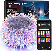 Vista 16 de Brizled Cadena de luces que cambian de color, 100 luces LED rojas de 33 pies con control remoto, cadena de luces RGB regulables, cable transparente