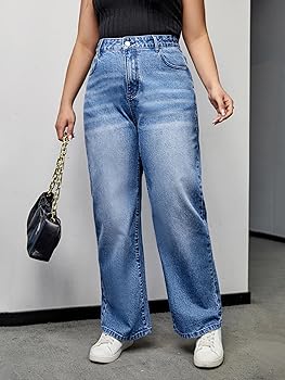 【BAON】Nella Washing Wide Denim Pants XL~ Viatabuna Plus Size Wide Leg Jeans for Women High Waisted