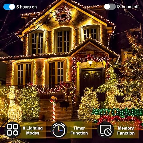 Miniatura 3 de Luces LED de Navidad de 509 pies, 1350 luces LED de Navidad para exteriores, luces impermeables para árbol de Navidad con temporizador y función de