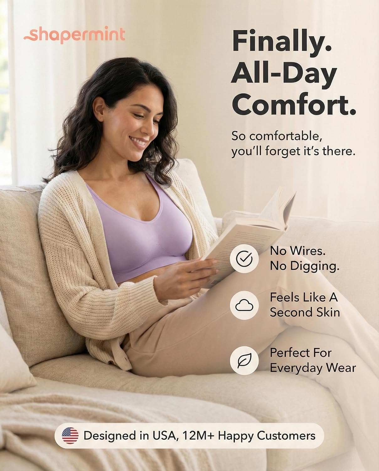 SHAPERMINT Wireless Bras for Women No Underwire – Small to Plus Size Bralettes with Support and Natural Lift - Image 2