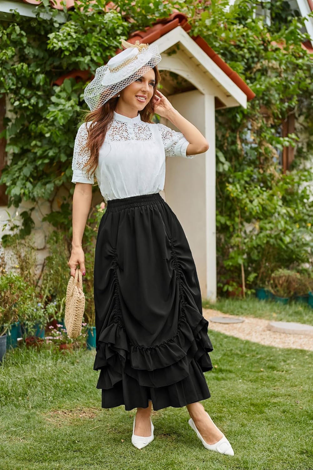 Belle Poque Women's Vintage Gothic Victorian Skirt Renaissance Style Falda - Image 2