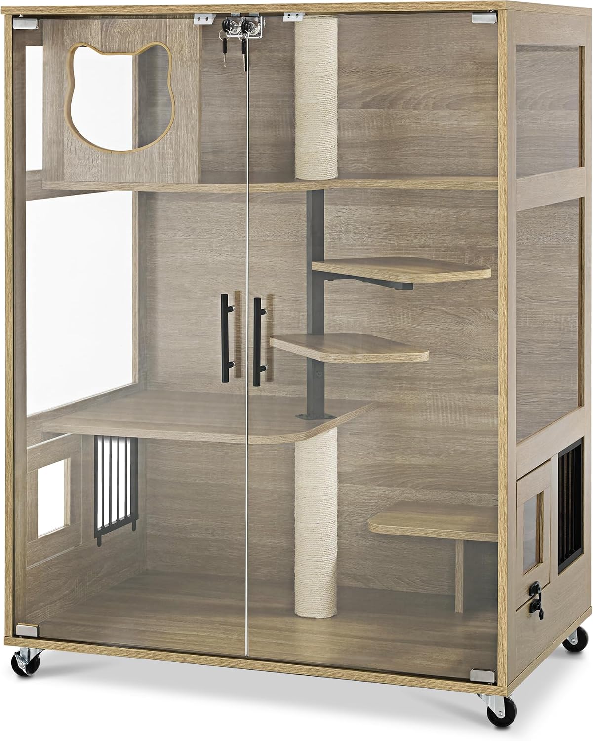 Lovupet Wooden Scratching Luxury Cat House Lockable