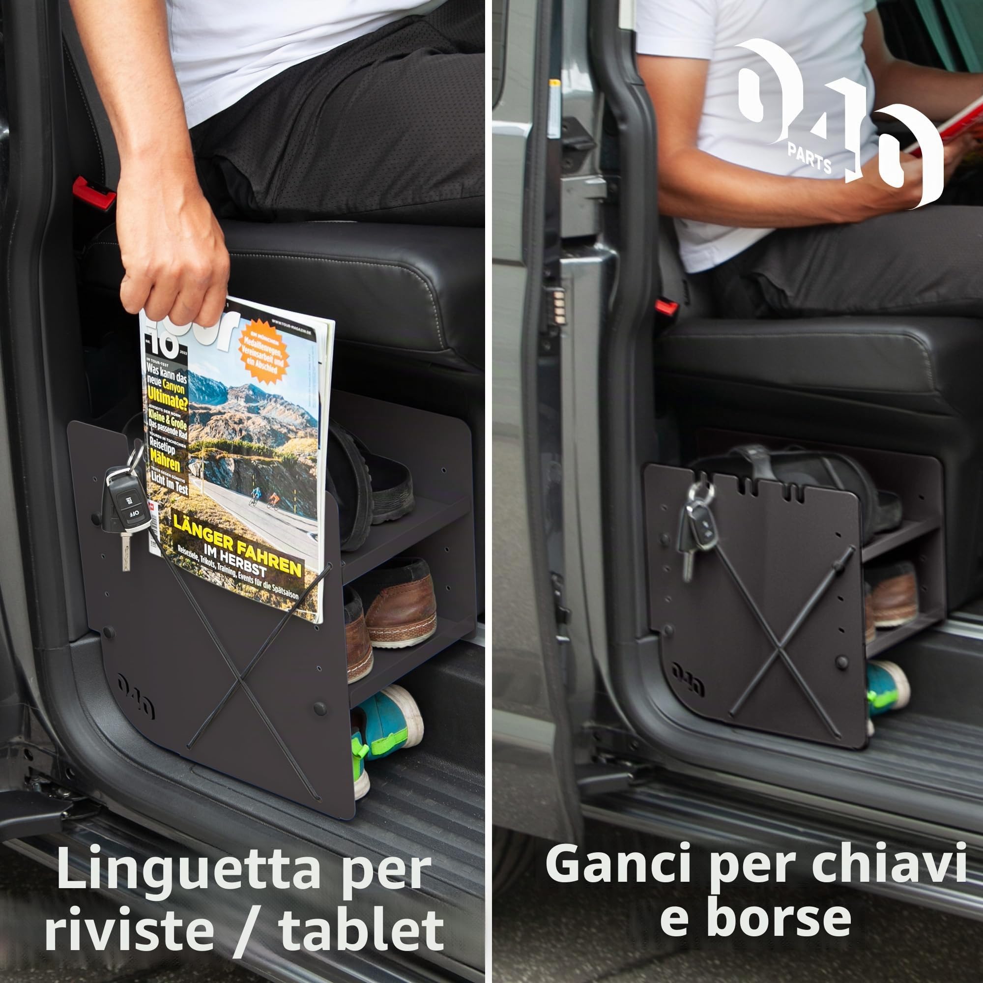 Scarpiera nera per auto, accessorio adatto per VW T5 T6 T6.1 California, Lato Passeggero Nero