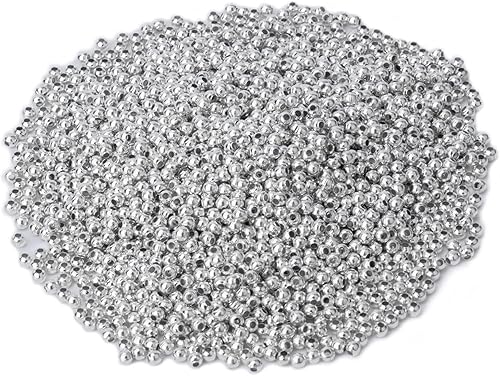 SAVITA 1400 cuentas redondas de metal pequeñas de 0.079 pulgadas (0.079 in), cuentas redondas chapadas en metal para joyería, pulseras, collares,