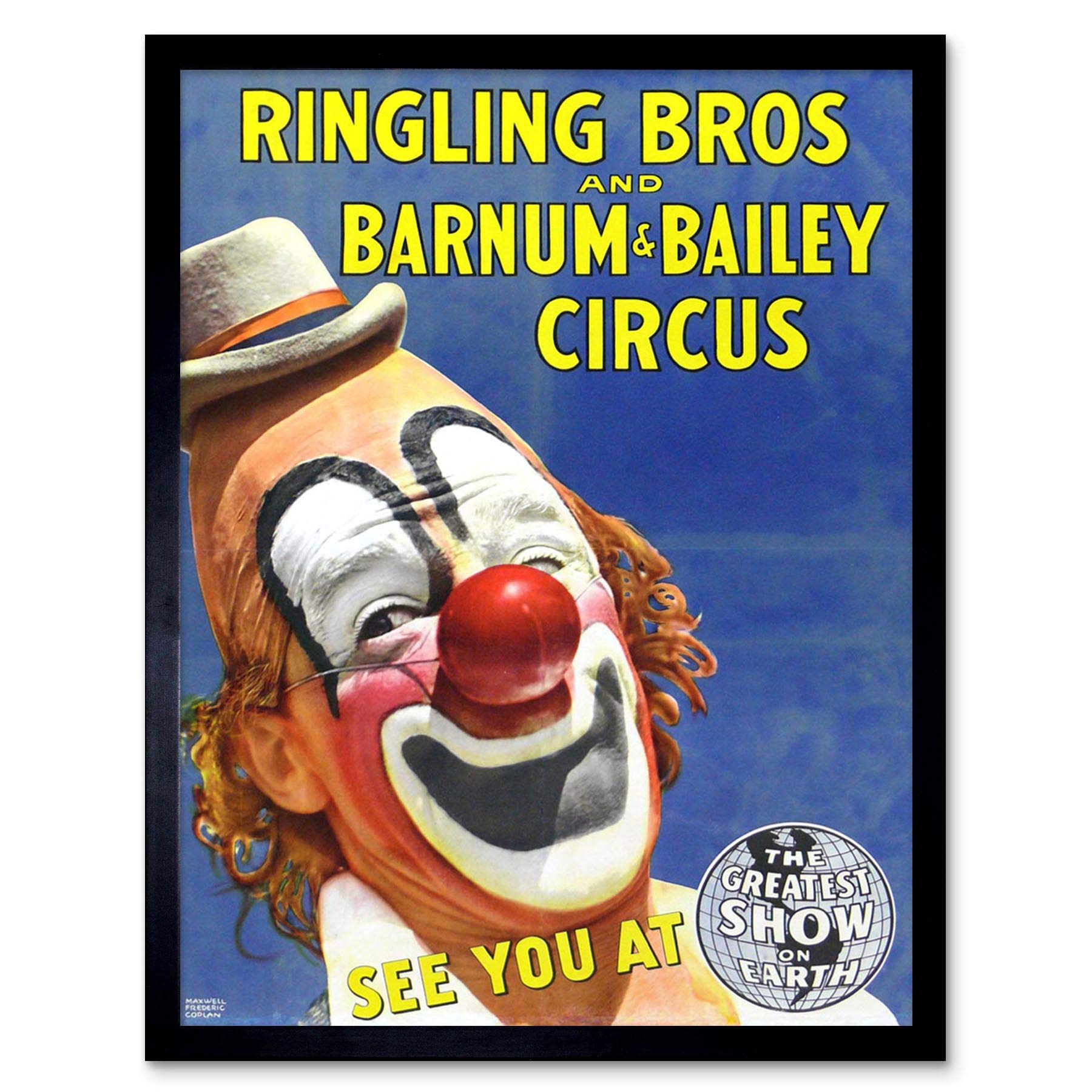 Wee Blue Coo Circus Ringling Bros Barnum Bailey Show Clown Art Print Framed Poster Wall Decor 12X16 Inch