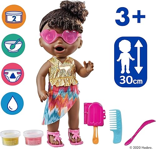 Miniatura 4 de Baby Alive Sunshine Snacks - Muñeca que come y hace popó, muñeca bebé con temática de verano que se puede usar en el agua, con molde para hacer