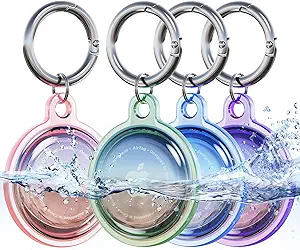 Waterproof Airtag Holder, DDJ 4 Pack Airtag Keychain, AirTag Case for Dog Collar, Luggage, Keys, Full Body Anti-Scratch Protective (4 Colors)