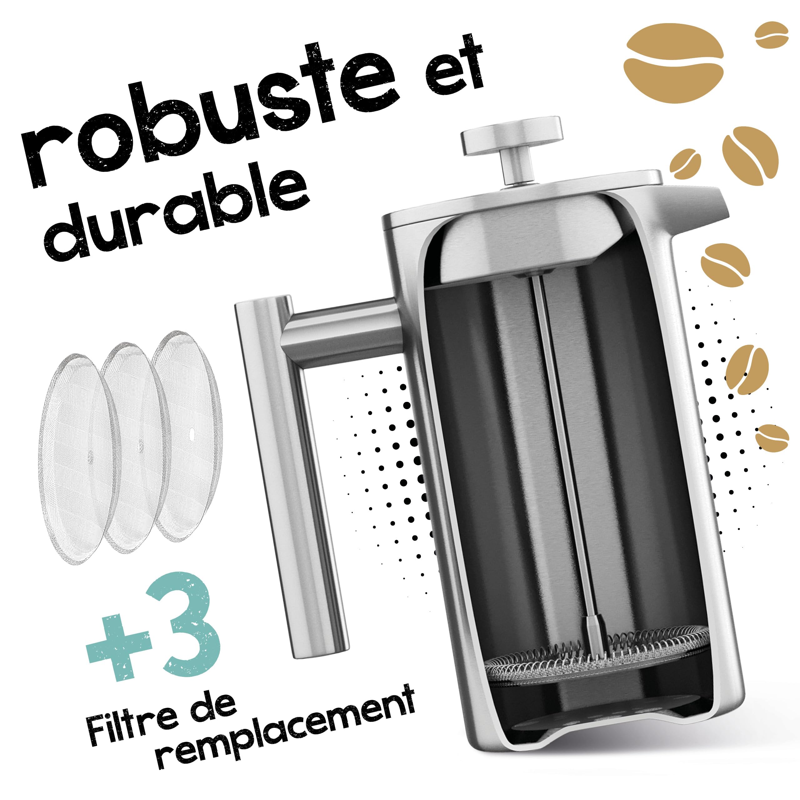 Morgenheld Cafetière à Piston 3 Tasses 600 ml Inox – Double Paroi Induction