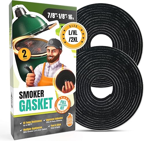 Junta apta para Big Green Egg LXLXXL Paquete de 2 sellos de repuesto de junta de ahumador de 8 pies Junta BGE 78" x 18" Fieltro - Compatible con