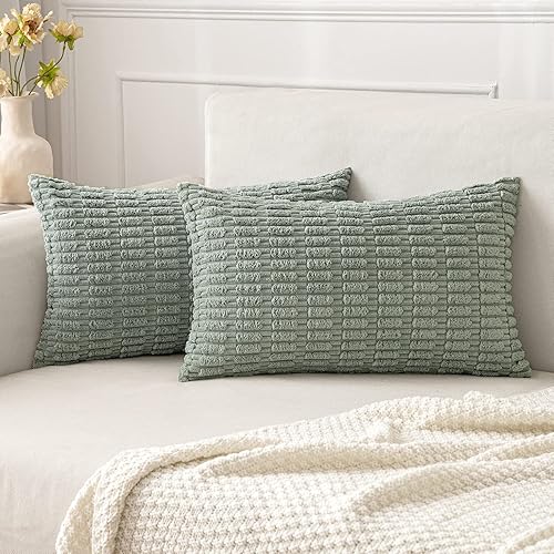 Vista 385 de MIULEE Pack of 2 Orange Corduroy Decorative Pillow Covers 20x20 Inch Soft Boho Striped Throw Pillow Covers Modern Farmhouse Home Decor for Halloween