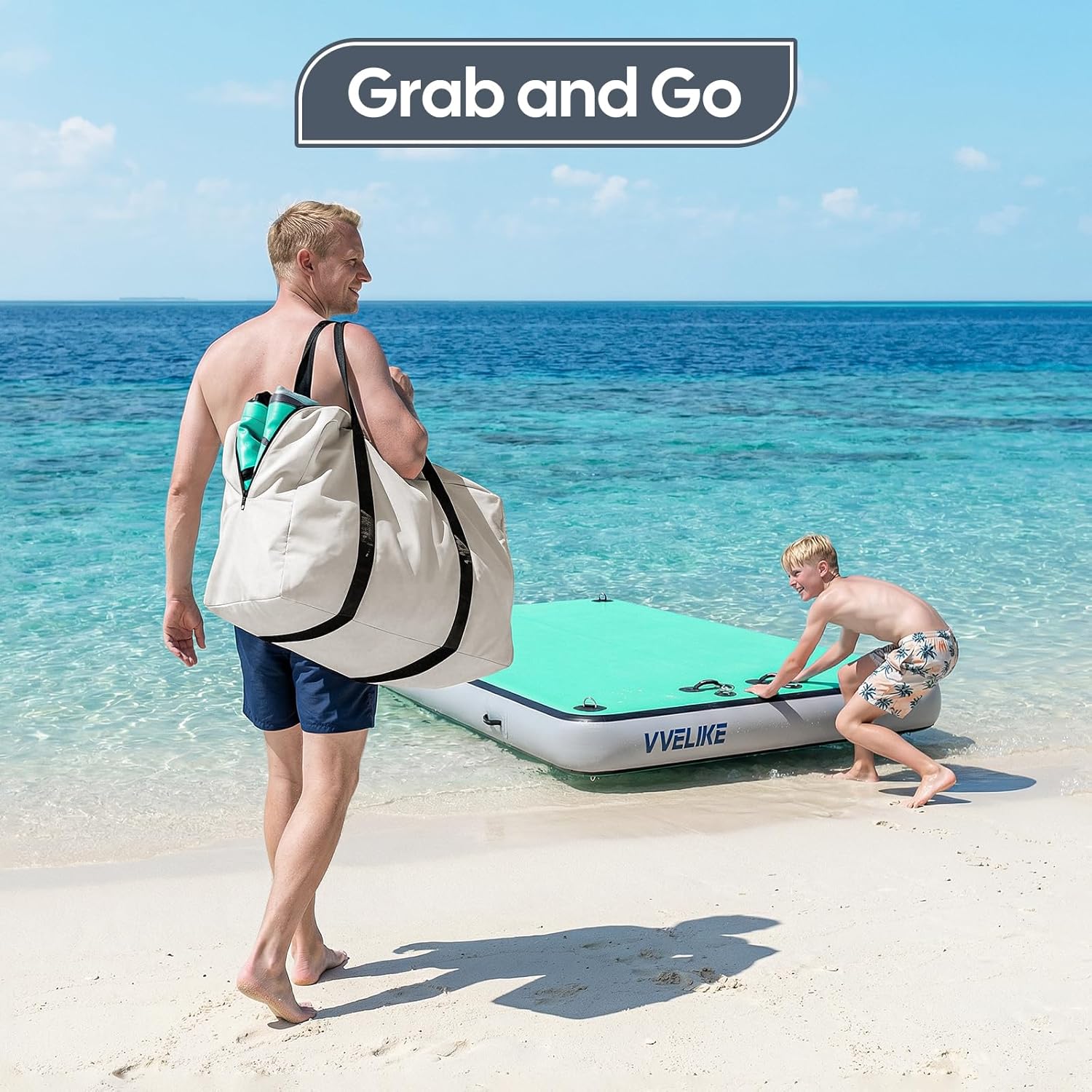 Inflatable Floating Dock, Floating Platform for Pool & Lake, Inflatable Dock for Yacht, Floating Deck Island with Non-Slip Surface, Boat Floating Mat for Outdoor Water Activities 5ft/8ft/10ft