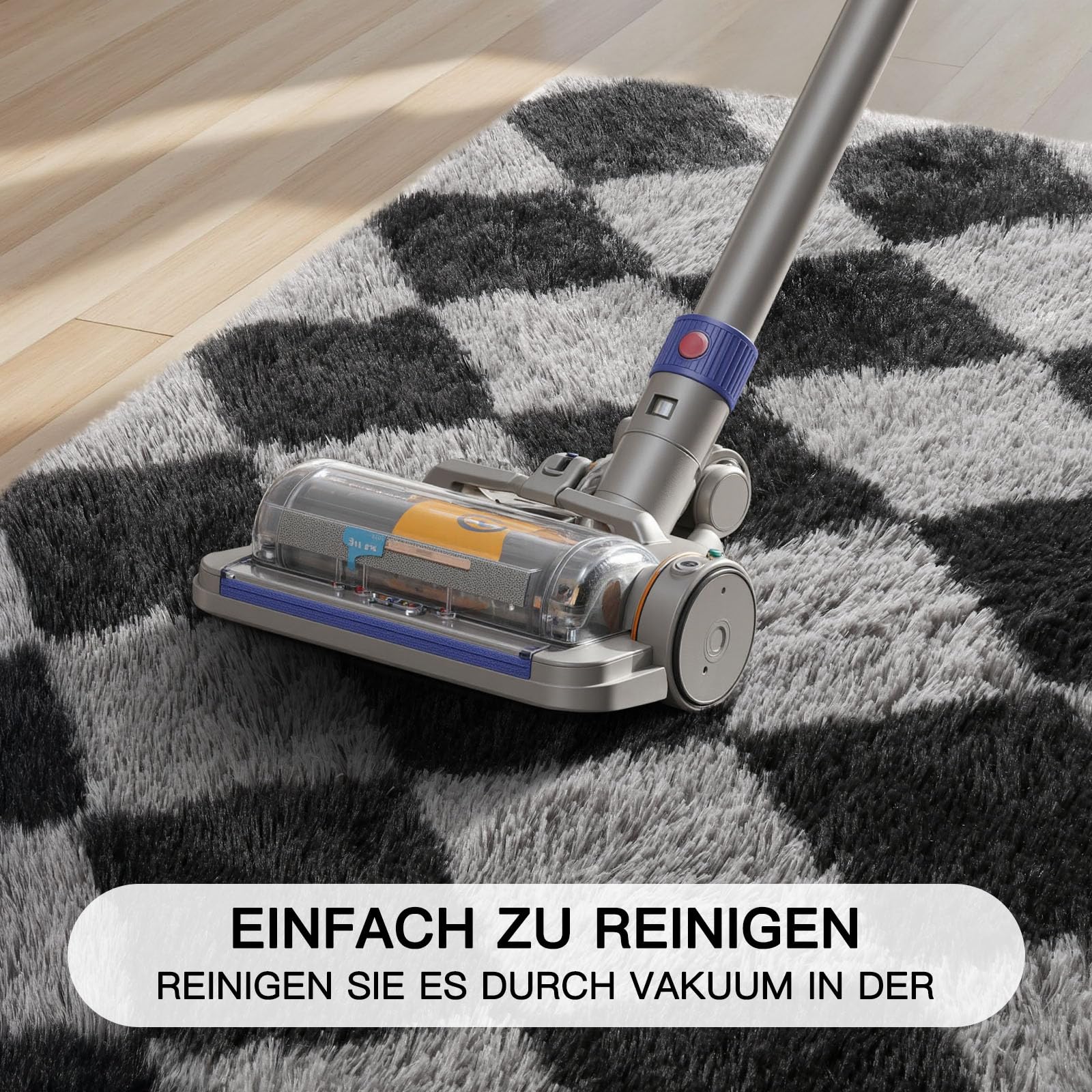 Sour Lemon Tappeto a quadri a pelo alto, tappeti per soggiorno, antiscivolo, lavabile, extra grande, soffice, tappeti a pelo lungo per camera da letto, cameretta dei bambini, colore: nero e grigio