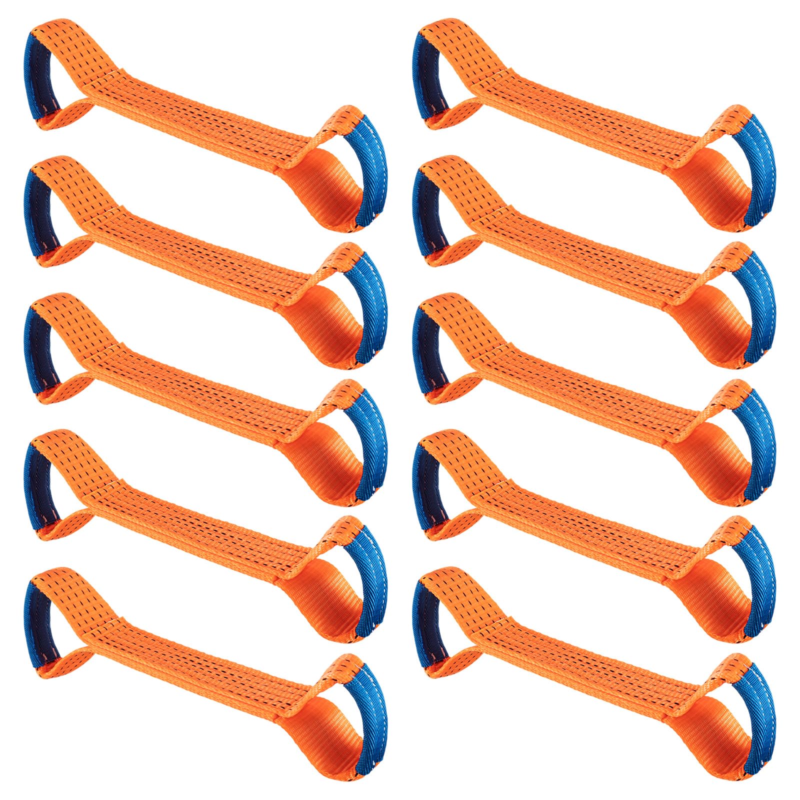 10 Pcs 2"x16" Replacement Dog Bone Short Strap Heavy-Duty 2-inch Car Tie Down Strap with Sewn Eyes Loop on Both Ends Compatible with 8-Point Car Tie Down Lasso for Tow Truck Accessory (Orange)