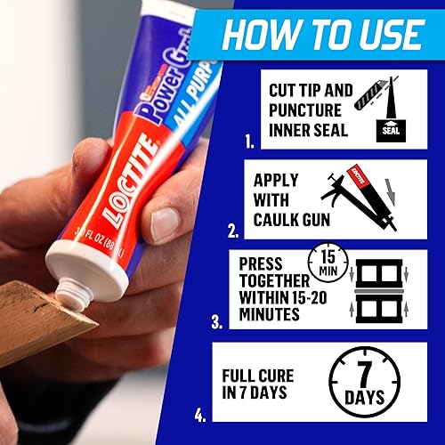 Miniatura 4 de Loctite Power Grab Express - Adhesivo de construcción multiusos, tubo de compresión de 3 onzas líquidas, 1 paquete, pegamento de construcción