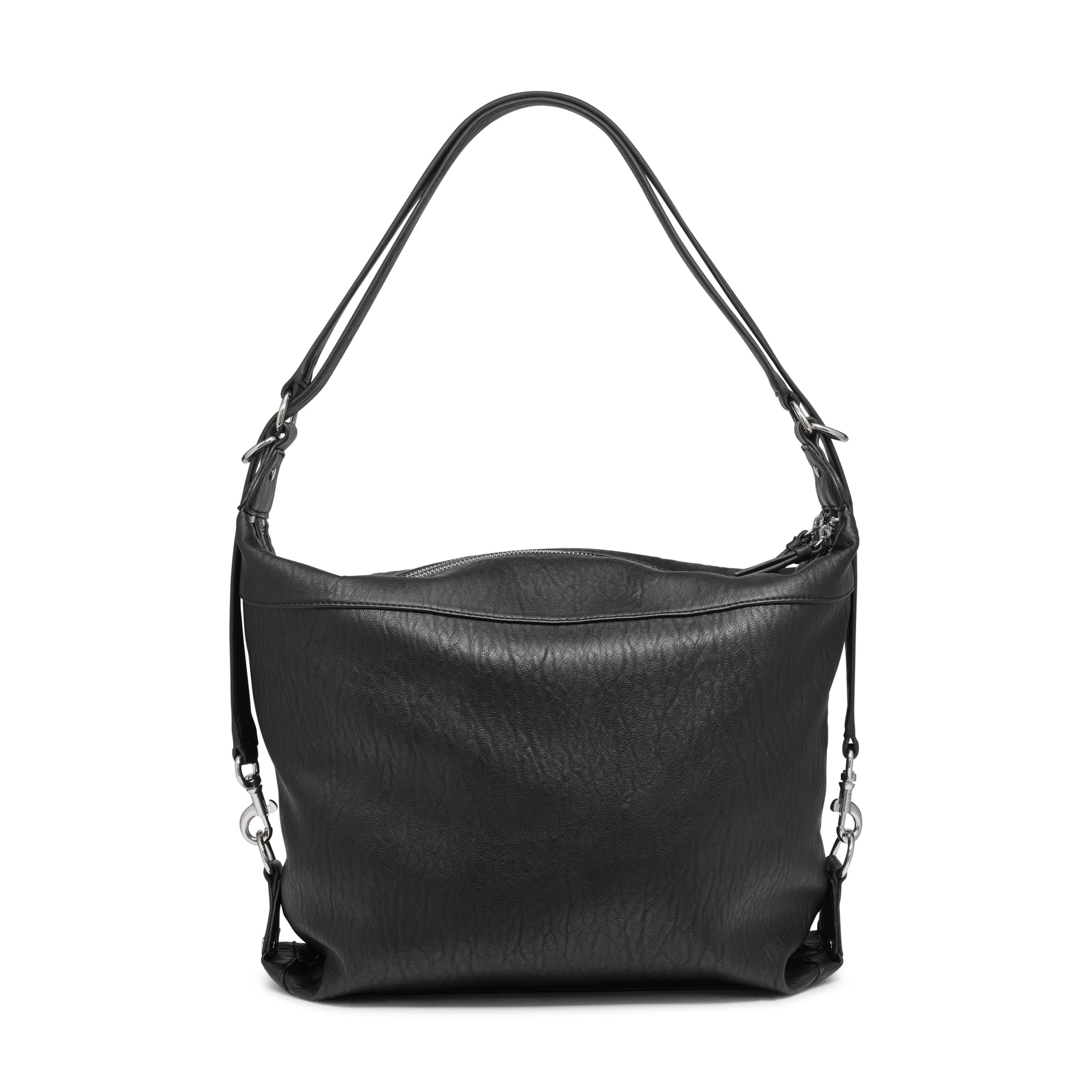 DKNY Bolso Hobo Shar para mujer, color negro y plateado, negro/plata