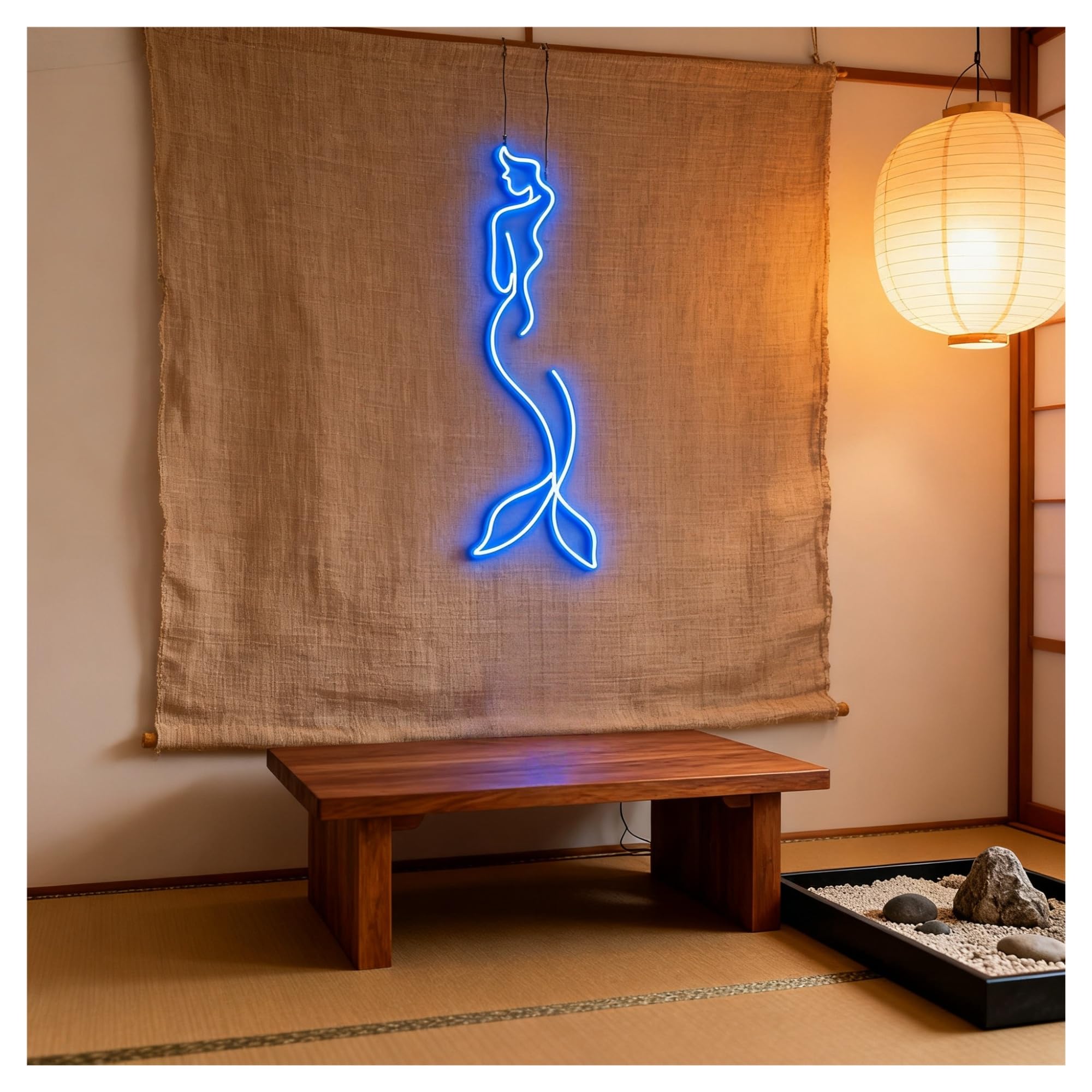 Luces de neón Letrero De Neón Sirena, Decoración Pared Para Habitación Niña Y Mujer, Para Bar, Cueva Hombre, Dormitorio, Hotel, Tienda, Garaje, Juego, Fiesta, 50cm(Azul)
