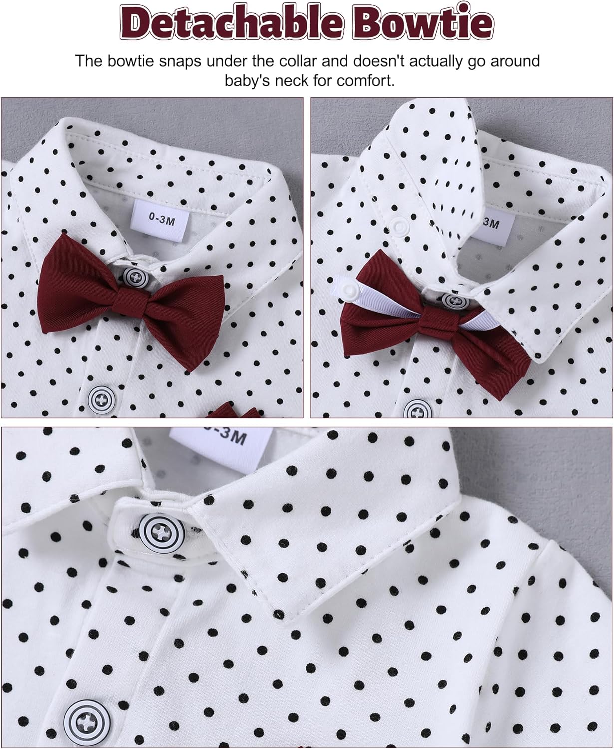 SANMIO Baby Boy Clothes Suits Short Sleeve Top+Bowtie+Suspender Shorts Summer Infant Gentleman Birthday Outfits - Image 5