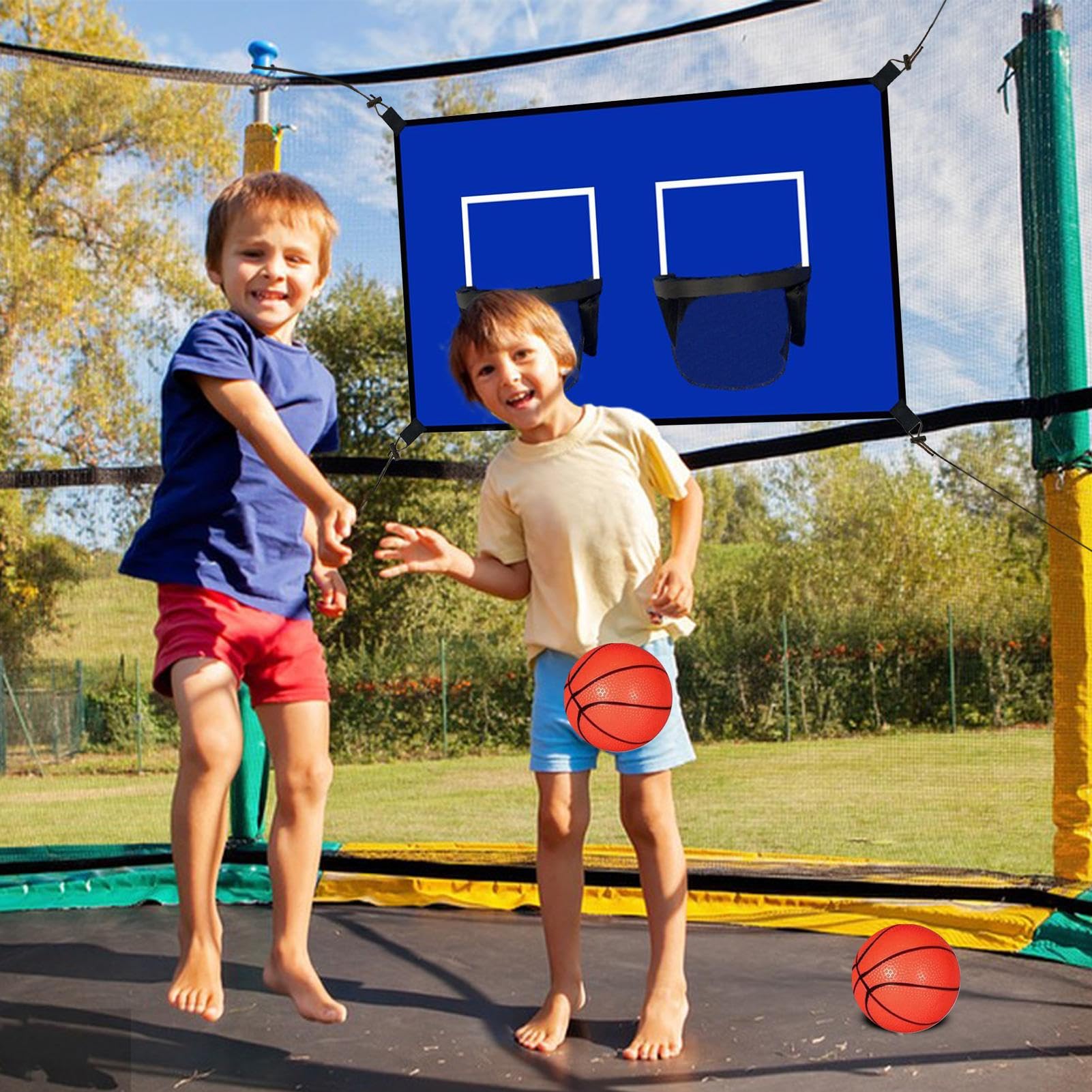 Kosz do Koszykówki na Trampolinę Zestaw Z 2 Koszami Akcesoria Do Zabawy Na