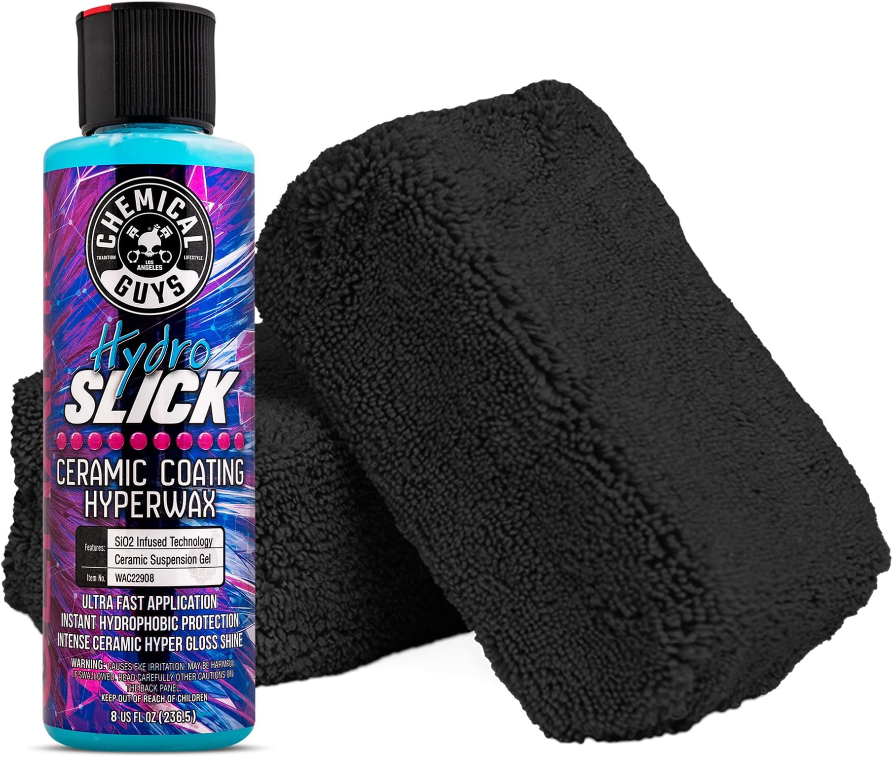 Chemical Guys HydroSlick 8 oz with 2 Applicators - Long Lasting Ceramic Coating Sealant for Cars, Trucks & More - Provides Extreme Gloss and Protection - WAC241