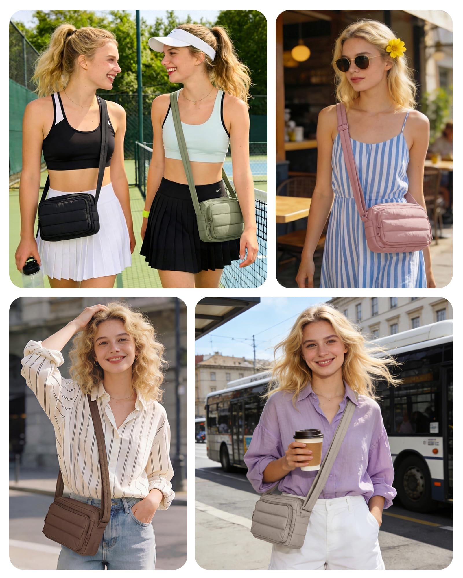 BAGSMART BAGSMART Crossbody Bags for Women, Puffer Crossbody Purses for Women with RFID Blocking Slots, Handbags Wallet Small Purse | Travel Purse, Small Crossbody, 3.4L Mini Purse, for Travel, Gym, Lightweight, Water-resistant in use