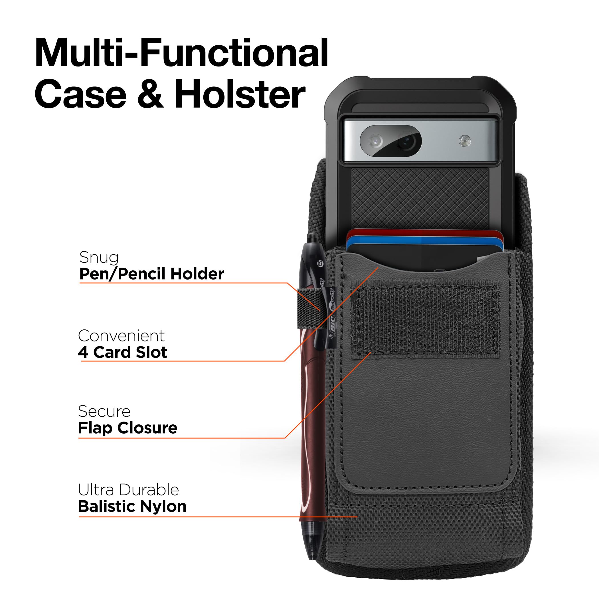 Encased 2-in-1 Set for Google Pixel 8a Belt Case with Holster Clip - Phone Pouch and Shockproof Case (2024 Release