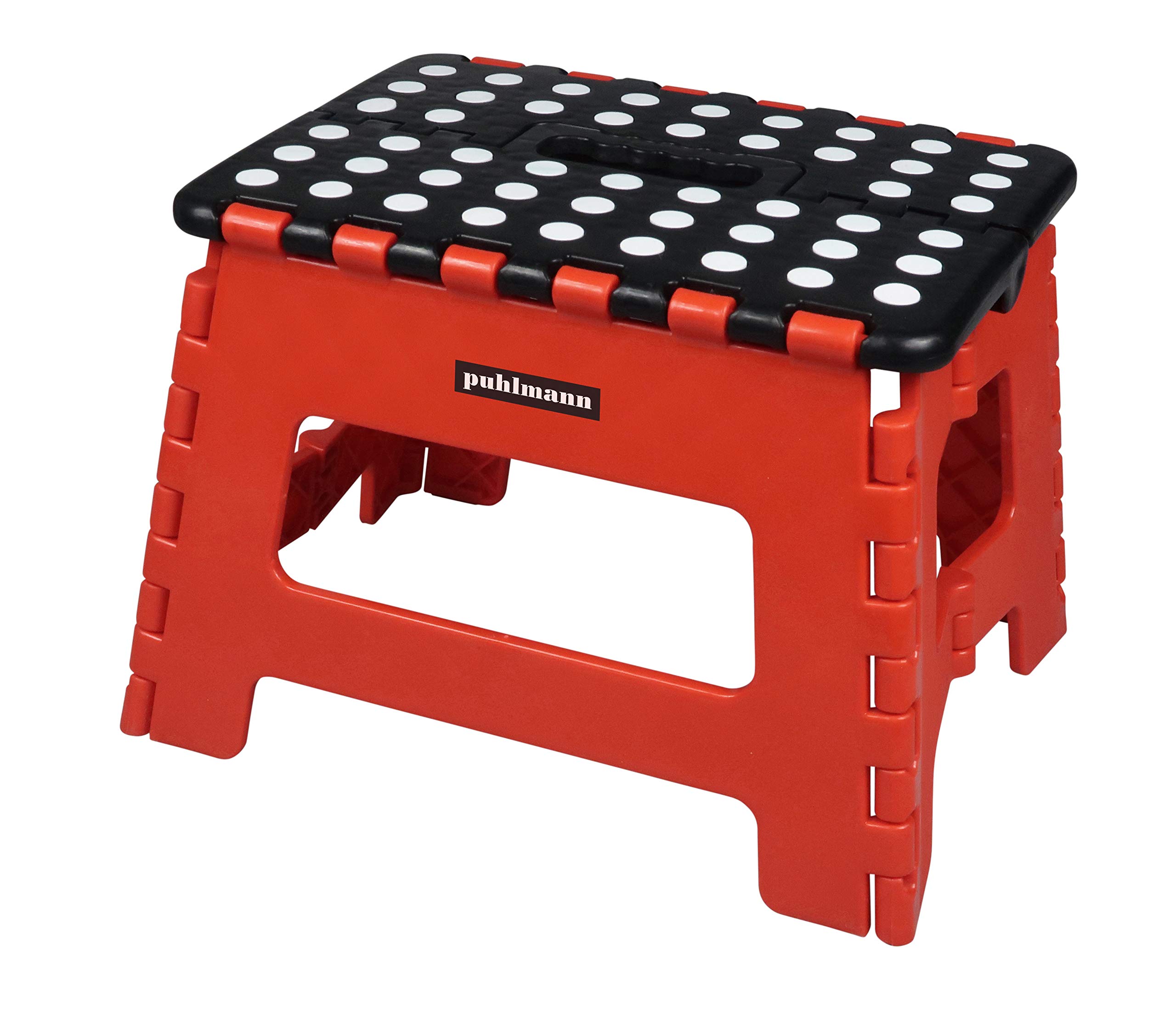 Capventure Puhlmann James Foldable Stool - Lightweight Step Stool - Non Slip - Easy Storage Stool for Adults & Kids for Kitchen, Bathroom - 22cm - Red