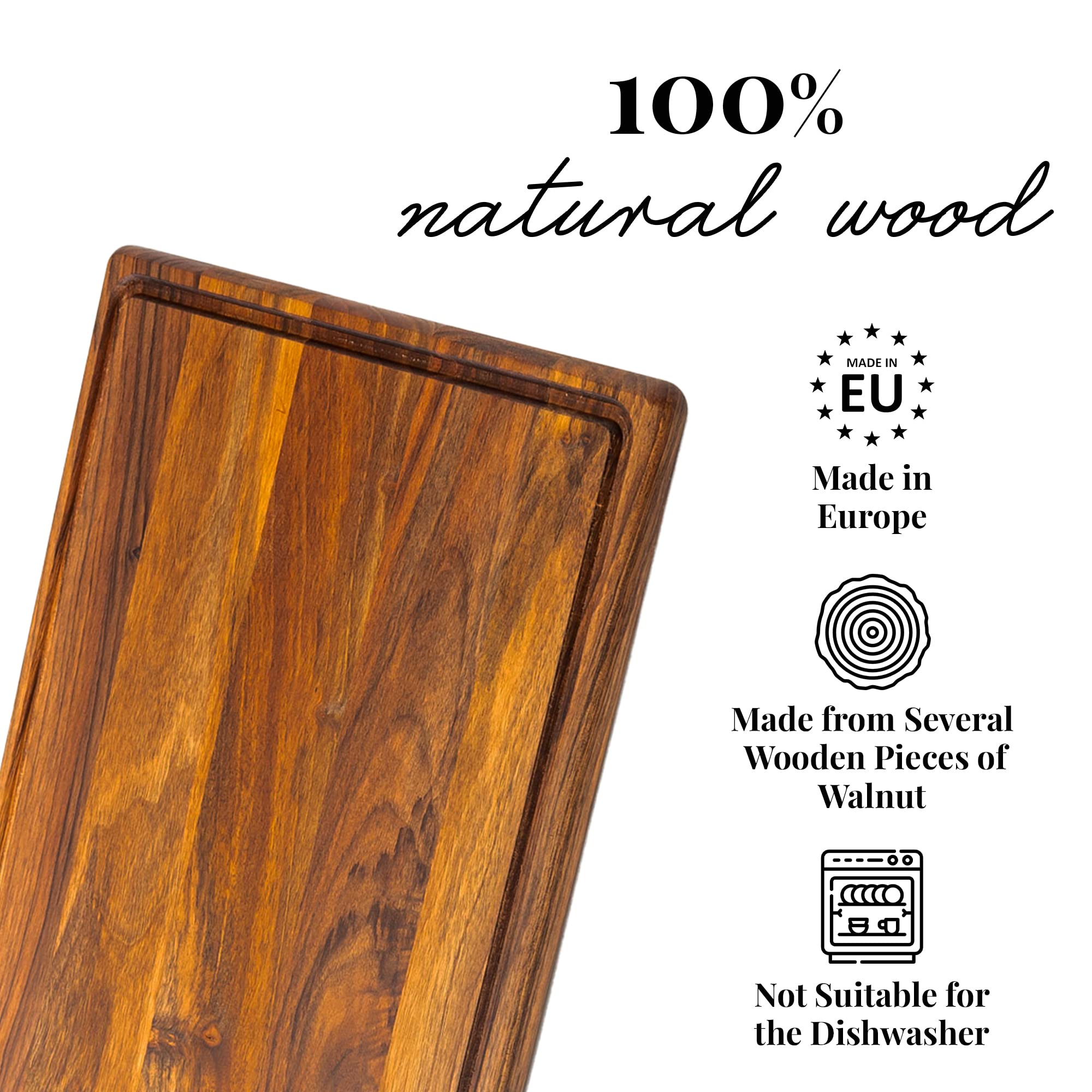 Tuuli Kitchen Tagliere Cucina Legno Noce Formaggio Antibatterico Pane Grande Profesionale Design
