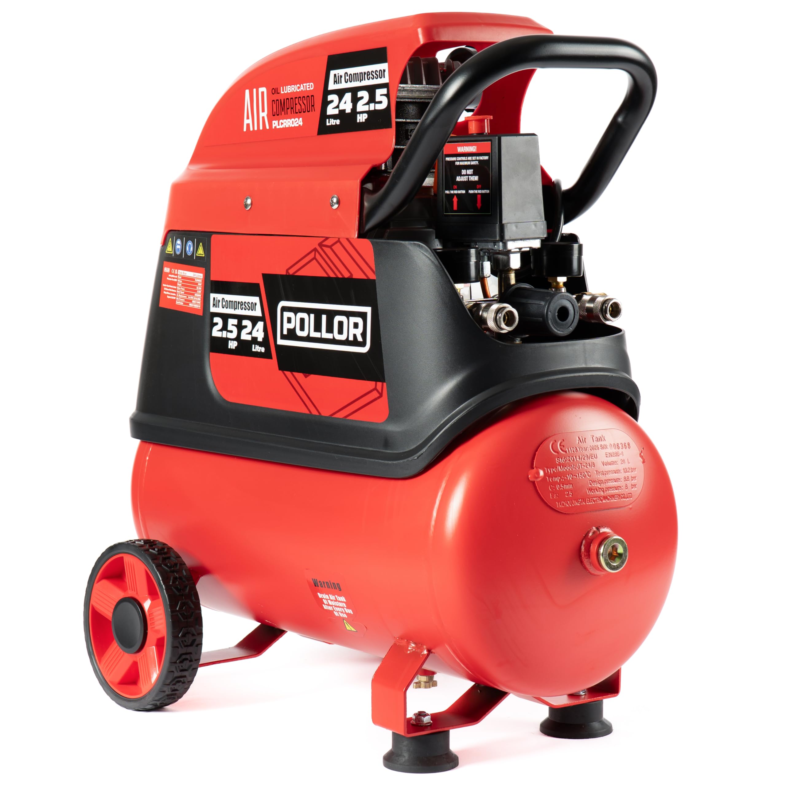 Pollor Air Compressor 24 Litre Direct Drive 9.6Cfm 24L 115Psi 8 Bar 2.5Hp Portable from B&Q