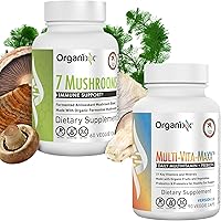 Vista 1 de Organixx Suplemento orgánico de hongos 7 hongos (60 cápsulas vegetarianas) y multivitamínico de alimentos integrales Multi-Vita-Maxx