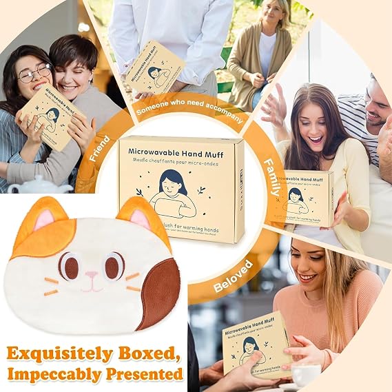 SuzziPad Orange Cat Microwavable Hand Muff for Muscle Tension and Cold Day | Hand Warmer Offer Deep Moist Heat Soothes Hands Belly Shoulder Discomfort For Home Office Travel And Daily Self Care