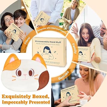 SuzziPad Orange Cat Microwavable Hand Muff for Muscle Tension and Cold Day | Hand Warmer Offer Deep Moist Heat Soothes Hands Belly Shoulder Discomfort For Home Office Travel And Daily Self Care