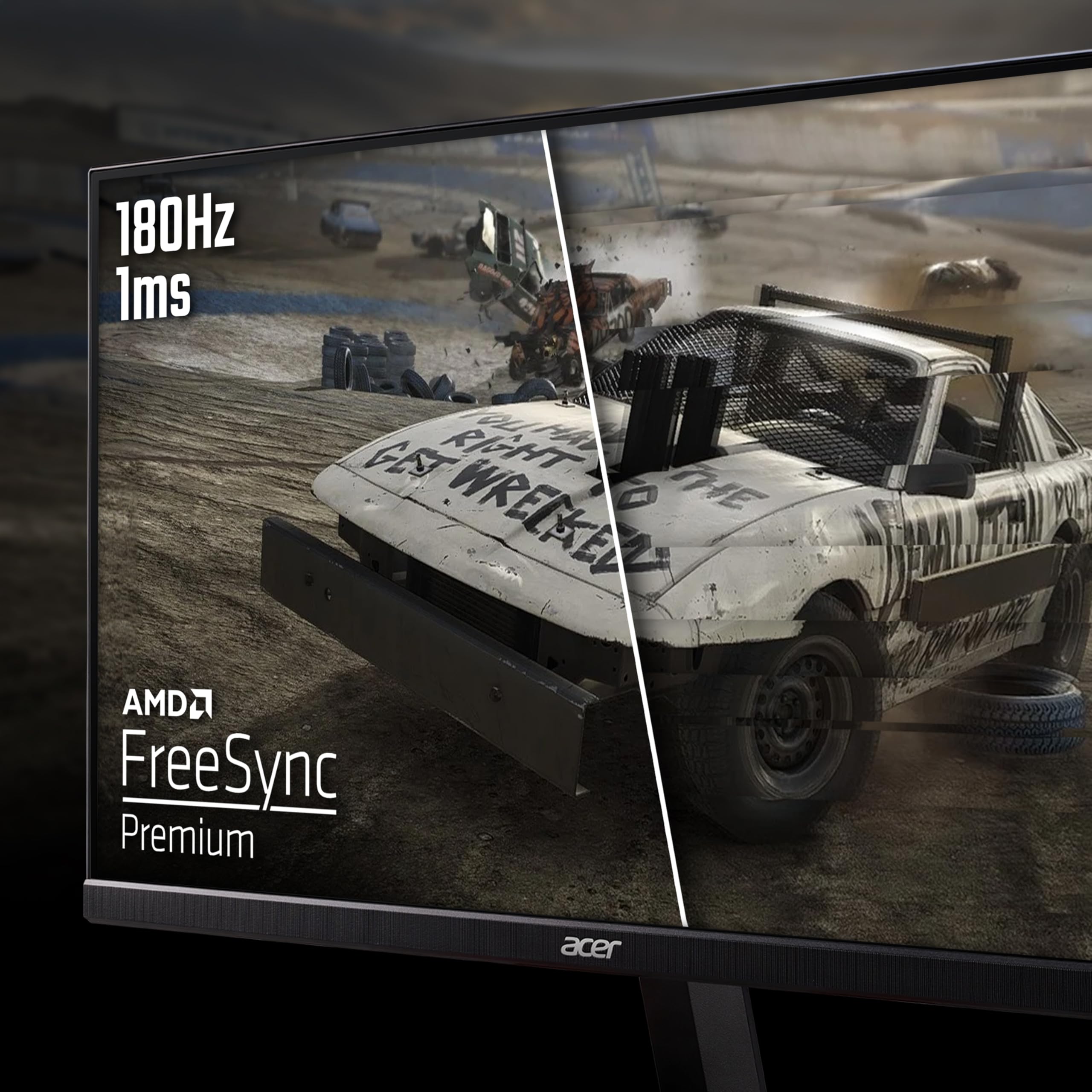 Acer Nitro KG241Y S3 Monitor para Juegos de 24 Pulgadas - Panel VA, 1920 x 1080, 4 ms, 180 Hz, FreeSync Premium, HDR 10, DP, HDMI