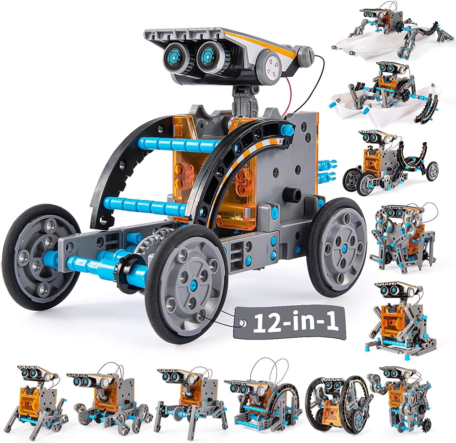 KIDSAVIA® 12-in-1 Education Solar Robot Toys -190 Pieces DIY Building Science Experiment Puzzle Kit for Kids Aged 8-10 and Older, Solar Powered by The Sun | Best Gift