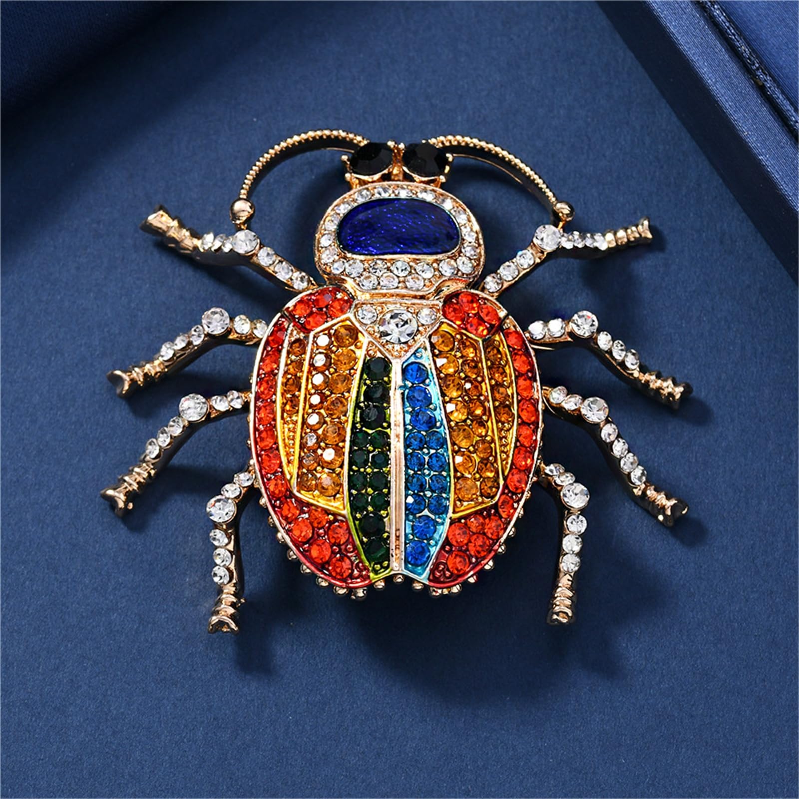 Broche creativo de escarabajo con diamantes de imitación, pin vintage de animales para mujeres y hombres, accesorios elegantes para abrigos