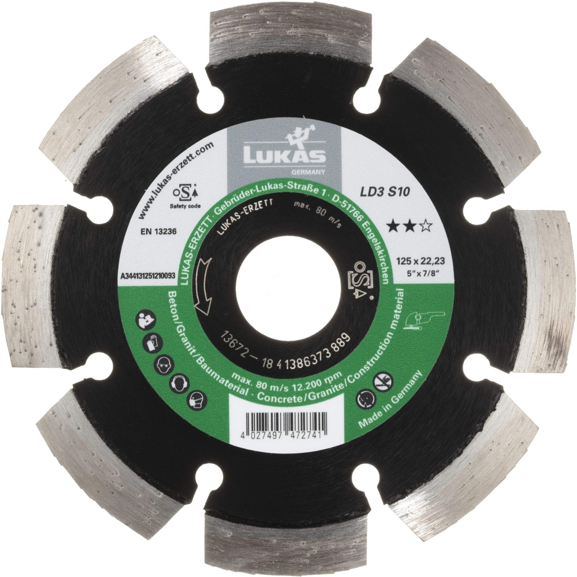 LUKAS Disco de corte de diamante LD3 S10 para piedra, hormigón y asfalto, diámetro de 230 mm