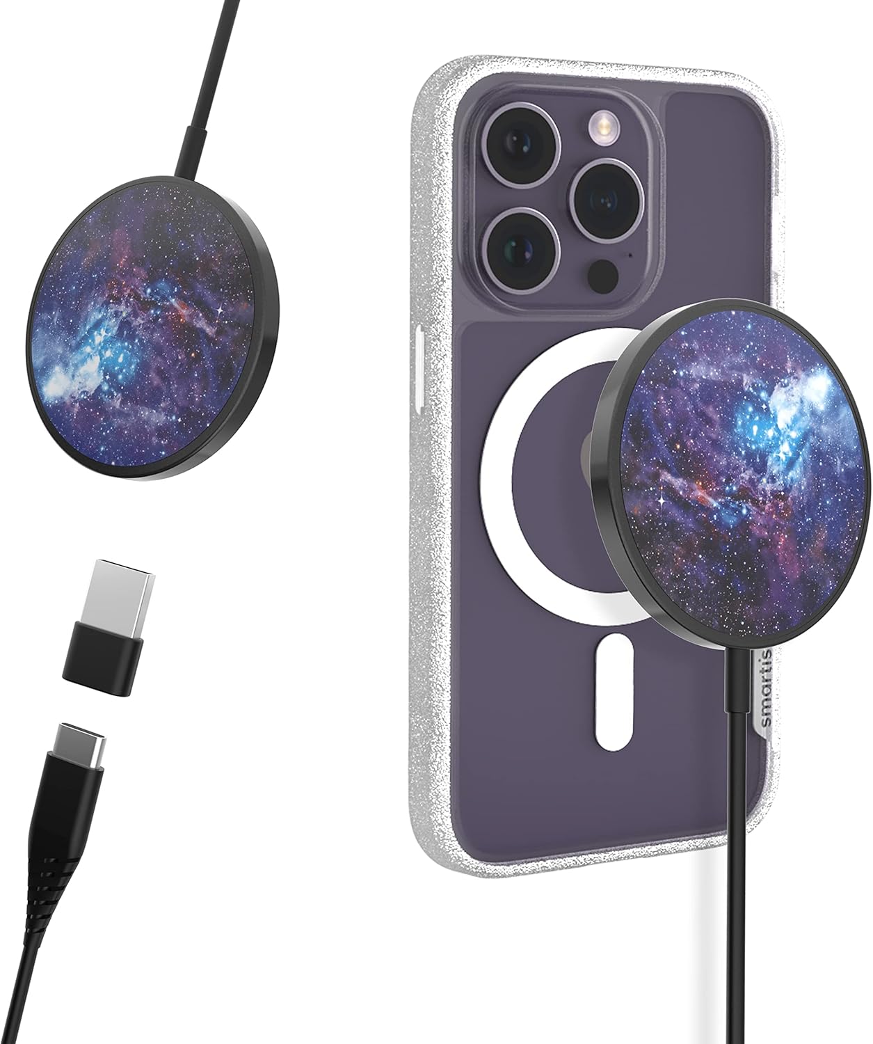 Smartish Magnetic Wireless Charger Compatible with MagSafe - Charge Dinghy - 7.5W Fast Charging for iPhone 14/13/12 Series/AirPod 3 [USB-C & USB-A] Compatible with Stands & Mounts - Chef's Special