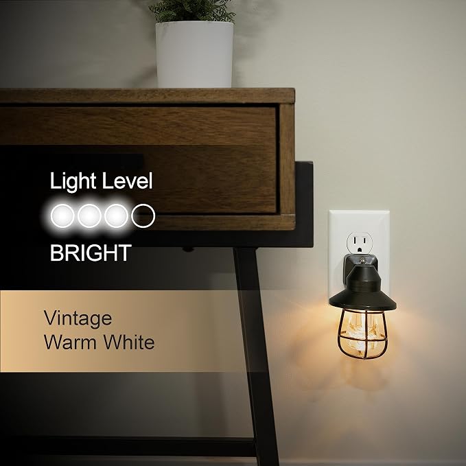 Luz nocturna LED vintage GE, sensor crepúsculo, 2 pack miniatura 3