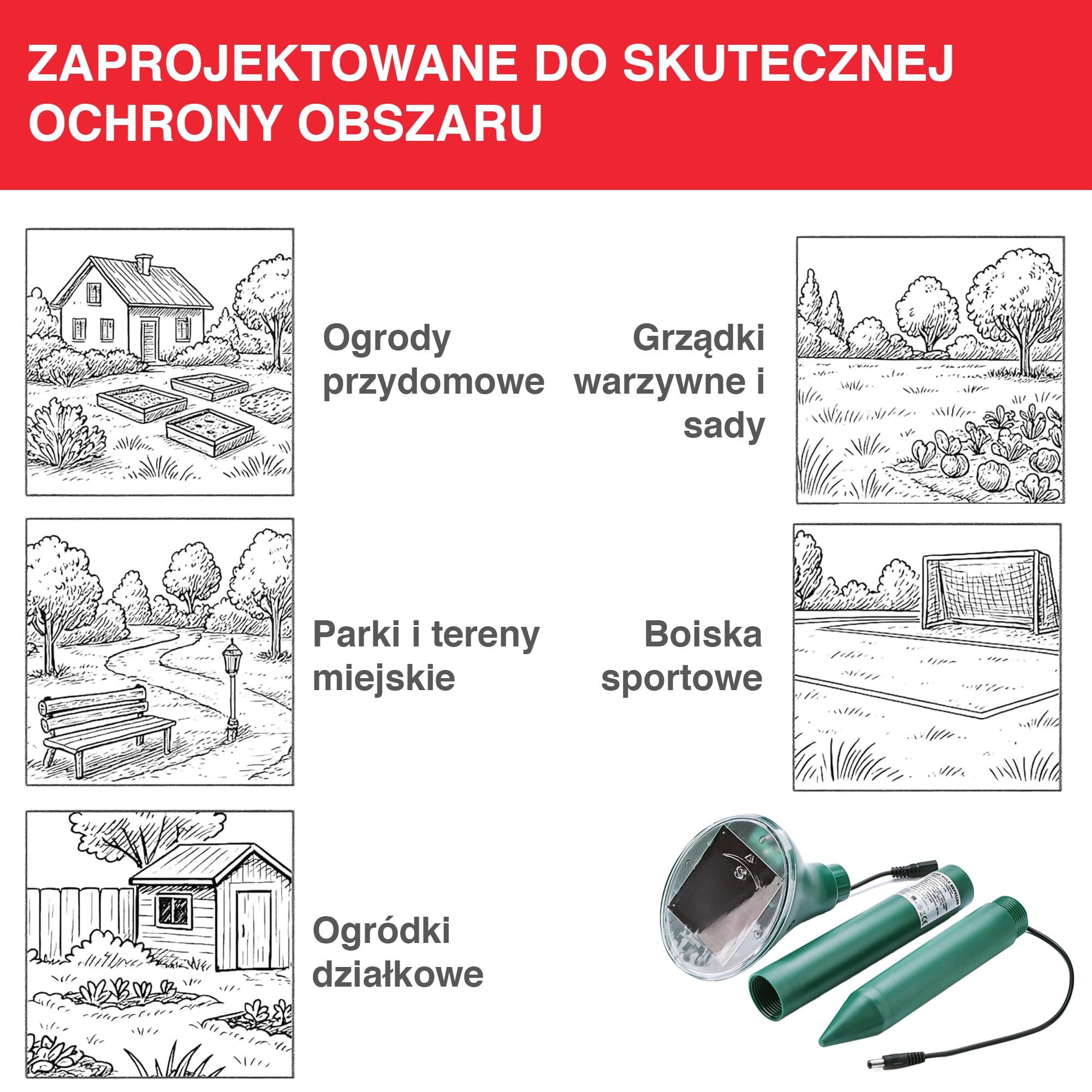 SWISSINNO Solarny Odstraszacz Kretów i Nornic do 650 m², Ultradźwiękowy i Wibracyjny Odstraszacz Gryzoni, Zasilanie Solarne, Wodoodporny, do Ogrodu, Trawnika i Działki, 1 szt.