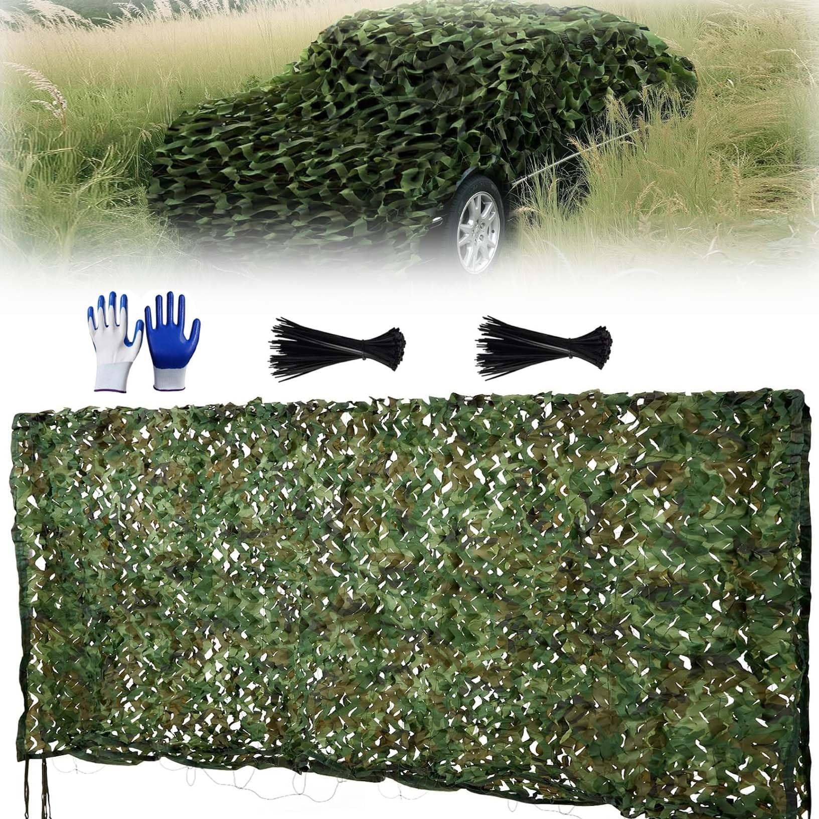 HGTRH Double Layer Camo Netting Camouflage Netting - Bulk Roll Camouflage Net with Nylon Ropes, Military Netting Party Decorations Sunshade Camo Mesh for Hunting Blind 7x10m