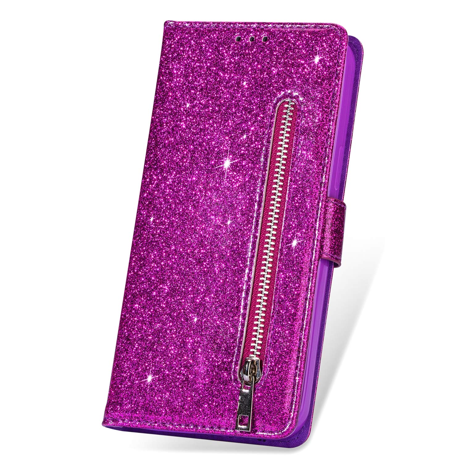 Guxira Cover Pelle Con Portafoglio Per Xiaomi Redmi Note 8 (2019/2021) - Custodia A Libro Magnetica Con Slot Carte E Cordino - Rosa Argento - 2