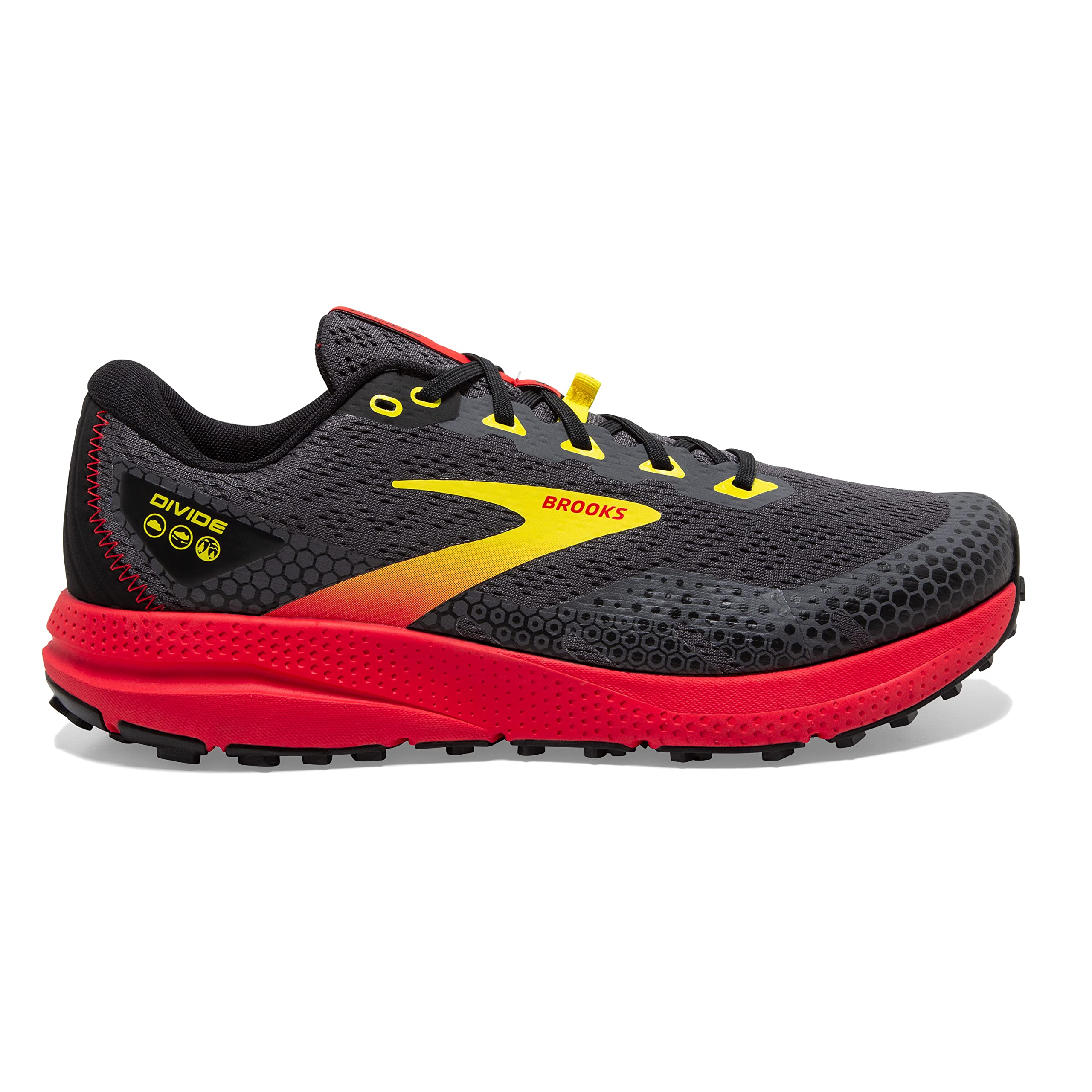 Brooks Podział męski 3 buty do biegania, Black Fiery Red Blazing Yellow, 44.5 eu